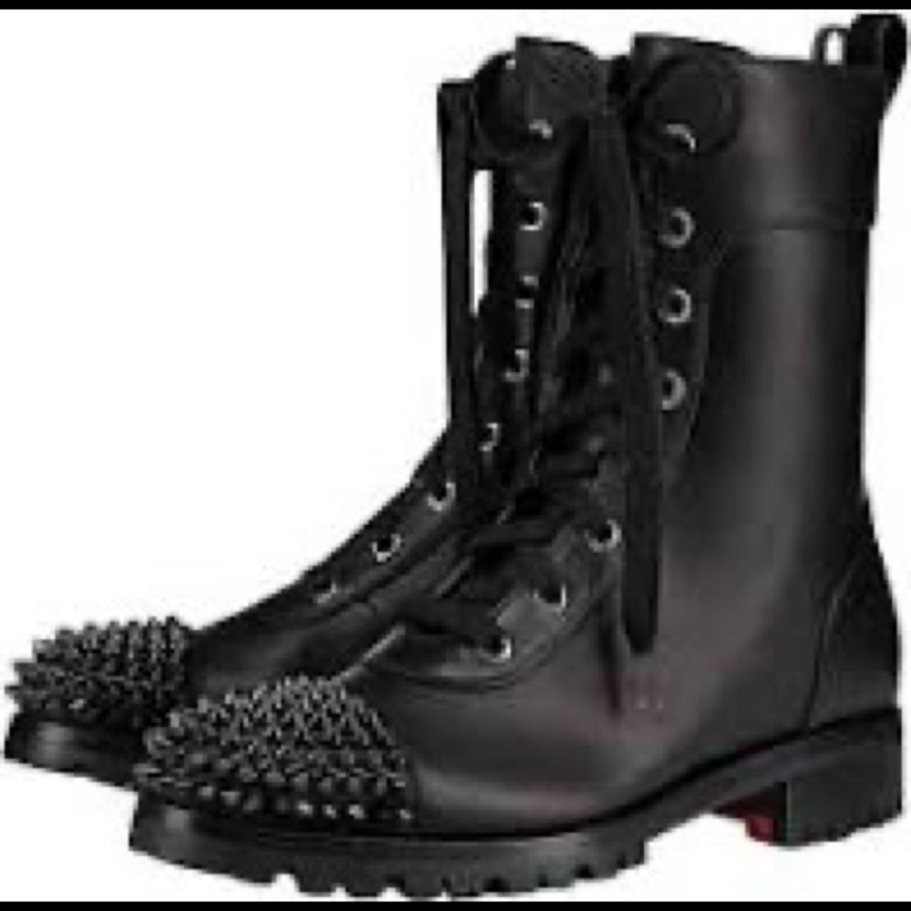 Christian Louboutin size 40 All black spike combat boot